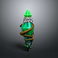 Decorative Green Spire Component With Brown Wrapped Vines And Silver Ornament Details