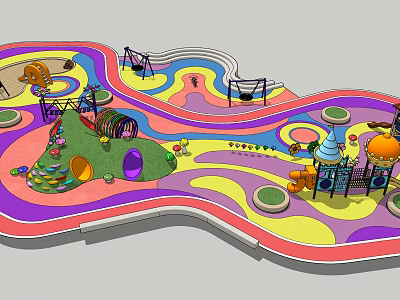 Colorful Children's Playground With Slides Swings Climbing Frames And Play Structures 3d model