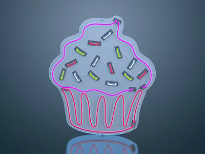 Neon Cupcake Shaped Decorative Light With Colorful LED Lights For Modern Decor 3d model