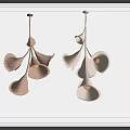 Artistic Modern Chandelier Design Featuring Multiple Petal Shaped Metal Elements For Interior Decor 3d model