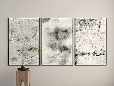 Black And White Abstract Paintings With Textured Design For Modern Interior Wall Decor 3d model