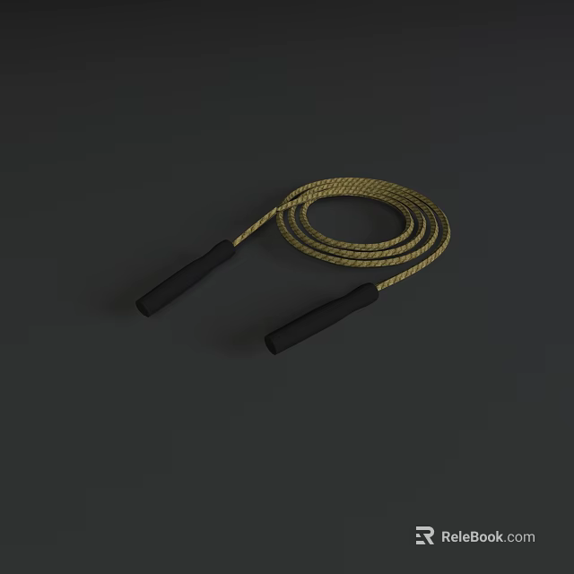 Sports Equipment Jump Rope with Golden Rope and Black Handles 3d model 