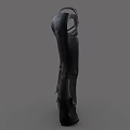 Stylish Black Leather Pants With Decorative Belt And Fringe Hem Design