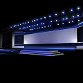 Modern Stage Design With Bright Ceiling Lights And Large Display Screens 3d model