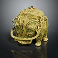 Traditional Vintage Bronze Decorative Furniture With Intricate Carvings Lid And Handle