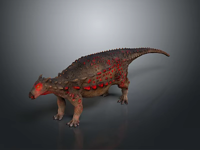 Realistic Ankylosaurus Dinosaur Model With Armored Skin Red Spots And Red Eyes 3d model
