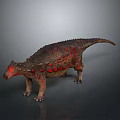 Realistic Ankylosaurus Dinosaur Model With Armored Skin Red Spots And Red Eyes