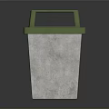 Concrete Trash Bin With Green Lid And Open Top Design For Outdoor Use