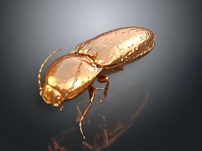 Golden Beetle Featuring Shiny Metallic Texture Detailed Body Structure and Glossy Finish 3d model