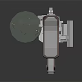 Modern Silver Tactical Firearm With Green Cylinder And Brown Grip Design