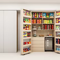 Open Refrigerator Cabinet With Spacious Shelves Storing Various Food And Drinks