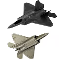 Modern Gray Camouflage Fighter Jet With Sleek Design And Two Views