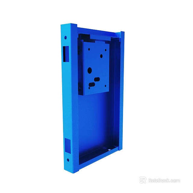 Blue Metal Structural Panel With Mounting Holes And Industrial Design Features 3d model