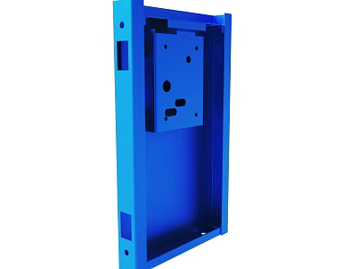 Blue Metal Structural Panel With Mounting Holes And Industrial Design Features 3d model