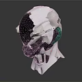 Futuristic Mechanical Style Helmet With Silver And Black Metallic Detailed Design