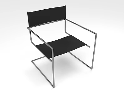 Modern Leisure Chair With Black Seat Armrests And Silver Metal Frame 3d model