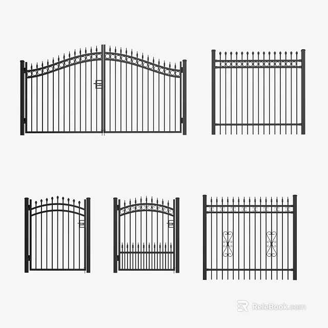 Various Iron Gate And Fence Designs For Home Exterior Decoration 3d model 