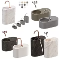 Modern Marble And Concrete Washbasins With Copper And Silver Faucets Design 3d model