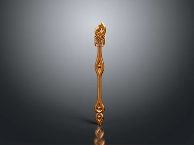 Golden Decorative Hairpin With Intricate Carved Design For Daily Use 3d model