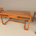 Natural Wood Grain Dining Tables With Simple Design And Multiple Sizes 3d model