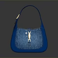 Stylish Blue Handbag With Shiny Material And Metallic Clasp Design