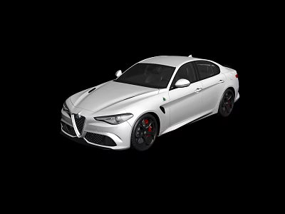 White Sports Sedan With Streamlined Body Black Alloy Wheels And Red Brake Calipers 3d model