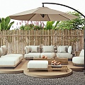 Modern outdoor sofa shrub plant combination plant pile plant landscape courtyard garden 3d model