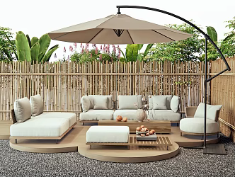 Modern outdoor sofa shrub plant combination plant pile plant landscape courtyard garden 3d model