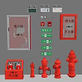Essential Fire Equipment Including Hydrants Extinguishers Boxes Buttons And Indicator Lights 3d model