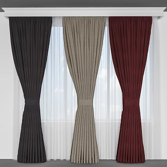 modern floor-to-ceiling window curtain 3d model