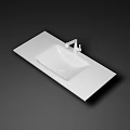 Sleek Modern White Bathroom Wash Basin With Integrated Countertop And Faucet