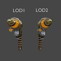 Futuristic Sci Fi Weapon Featuring Glowing Yellow Spiral And Transparent Chamber