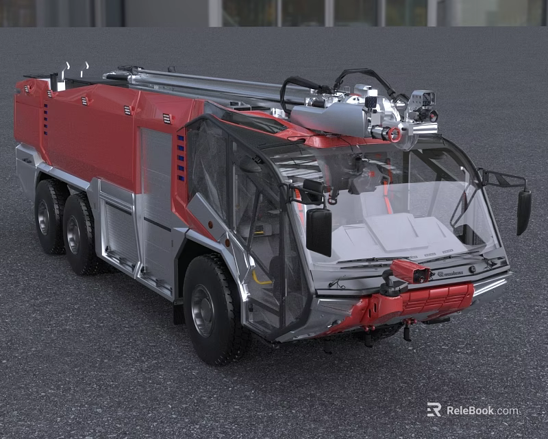 Red Fire Truck With Emergency Ladder And Firefighting Equipment For Rescue 3d model 