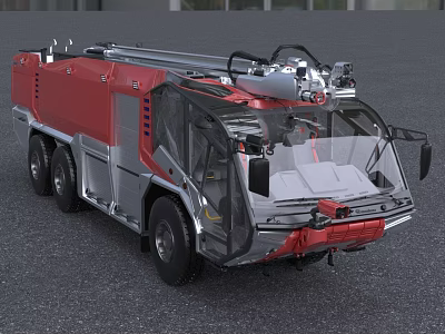 Red Fire Truck With Emergency Ladder And Firefighting Equipment For Rescue 3d model
