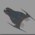 Blue Metallic Spaceship Featuring Sharp Wings and Detailed Design for Space and Aerospace Missions