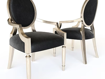 Modern Leisure Chairs With Black Upholstery And Metal Frame Oval Backrest 3d model