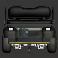 Woman Riding In Four Seater Black Gray Cart With Yellow Bottom Area
