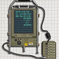 Military Communication Device With SPKR Active kHz Frequency Distance Display And Caution Labels
