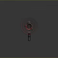 Futuristic Sci Fi Weapon Gun With Metallic Design Red Laser Beam Chain And Glowing Rings