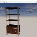 Elegant Modern Storage Shelf Unit With Brass Frame Wooden Cabinet And Glass Shelves