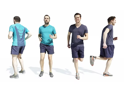 Men In Activewear Showing Different Running And Standing Sport Poses 3d model