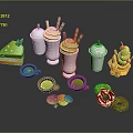 Green Themed Desserts Featuring Creamy Shakes Layered Cake And Frosted Donuts