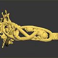 Elegant Gold Bracelet With Intricate Floral Carvings And Decorative Patterns