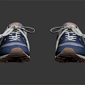 Blue And White Casual Sneakers With Brown Soles And White Lace Up Design
