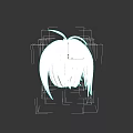 3D Anime Game Character Head Model with Brown Straight Hair and Bangs