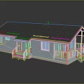 Light Blue Wooden House With Gray Roof White Railings Porch Steps And Windows