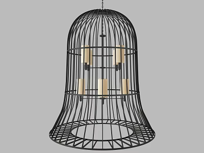 Black Metal Birdcage Shaped Chandelier With Modern Design And Candle Shaped Lights 3d model