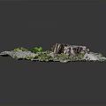 Natural Woodland Scene Component With Tree Stumps Stones And Green Grass