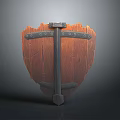 Vintage Wooden Shield With Metal Straps And Decorative Rivets Design