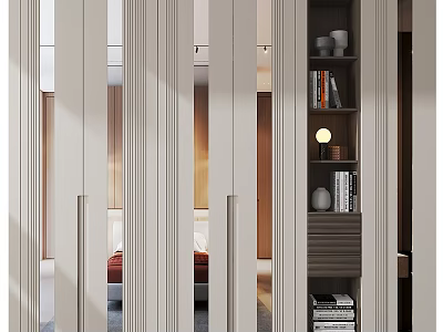 Modern Living Room Storage Shelf Unit With Books And Decorative Items 3d model